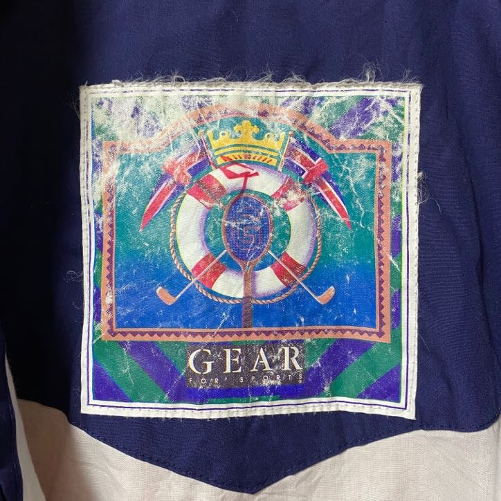 古着 used GEARFORSPORTS 長袖ワンポイント刺繡ナイロンジャケット サンフランシスコ 赤 レッド ヴィンテージ