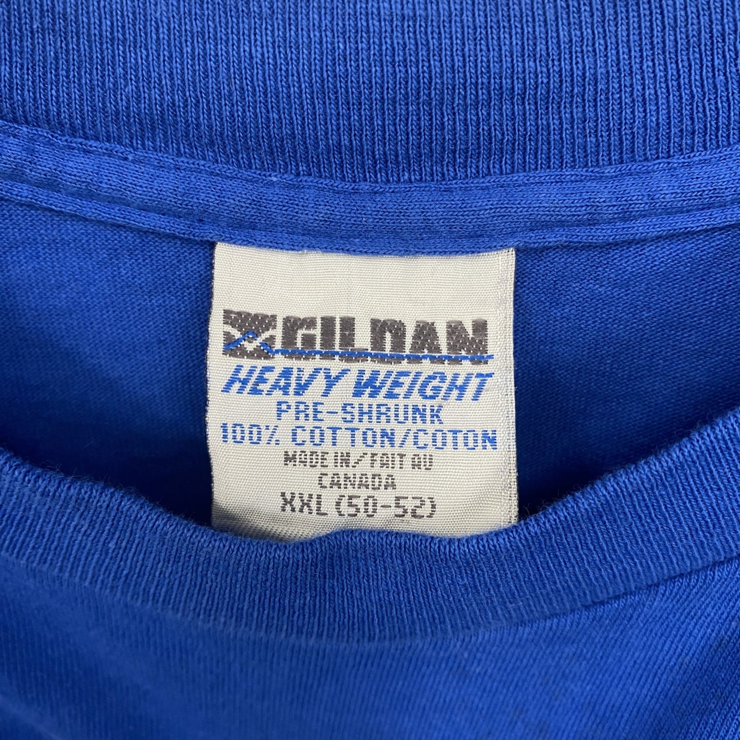 古着 used GILDAN ギルダン 半袖プリントTシャツ 90s クルーネック シングルステッチ レトロ ブルー XXLサイズ