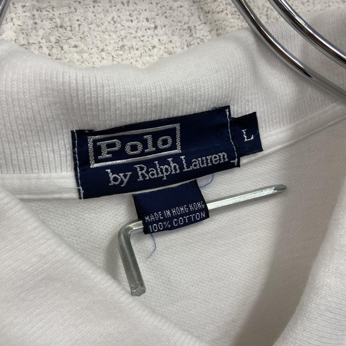 POLO by Ralph Lauan ラルフローレン 半袖ポロシャツ 刺繡ロゴ 白 ホワイト Lサイズ
