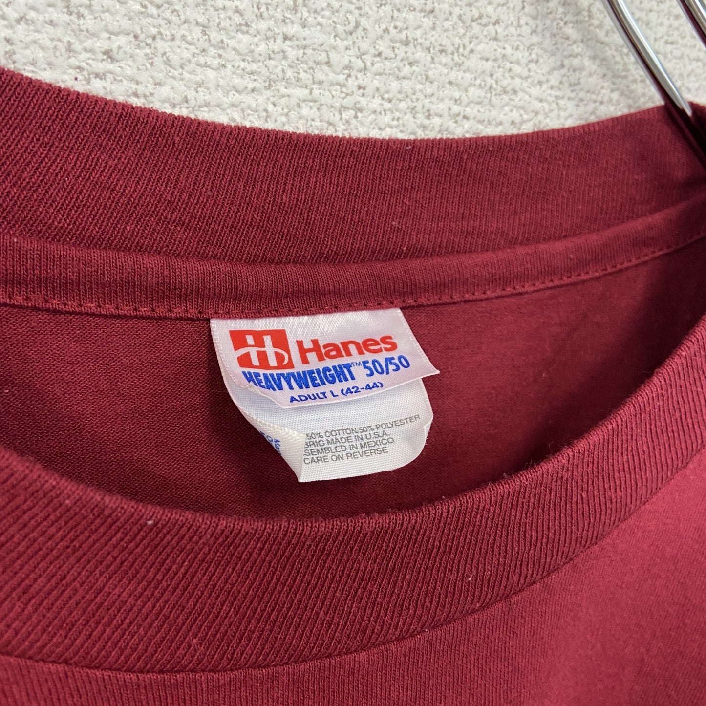 古着 used Hanes ヘインズ 半袖プリントTシャツ クルーネック 赤 90s カジュアル シングルステッチ Lサイズ