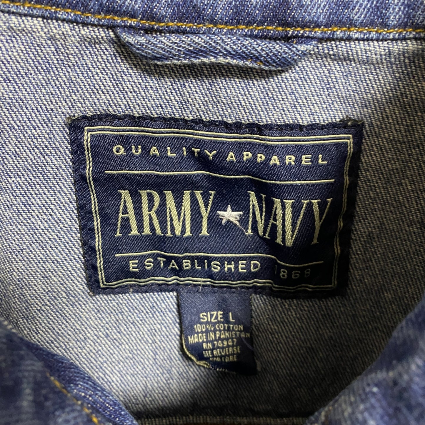 古着 used ARMY NAVY 長袖デニムジャケット Gジャン アウター アメカジ レトロデザイン 美品 Lサイズ