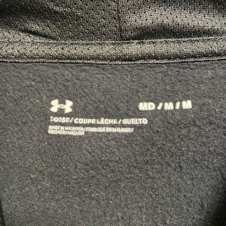 古着 used UNDER ARMOUR アンダーアーマー 長袖プリントパーカー スウェット トレーナ ラクロス 黒 ブラック Mサイズ