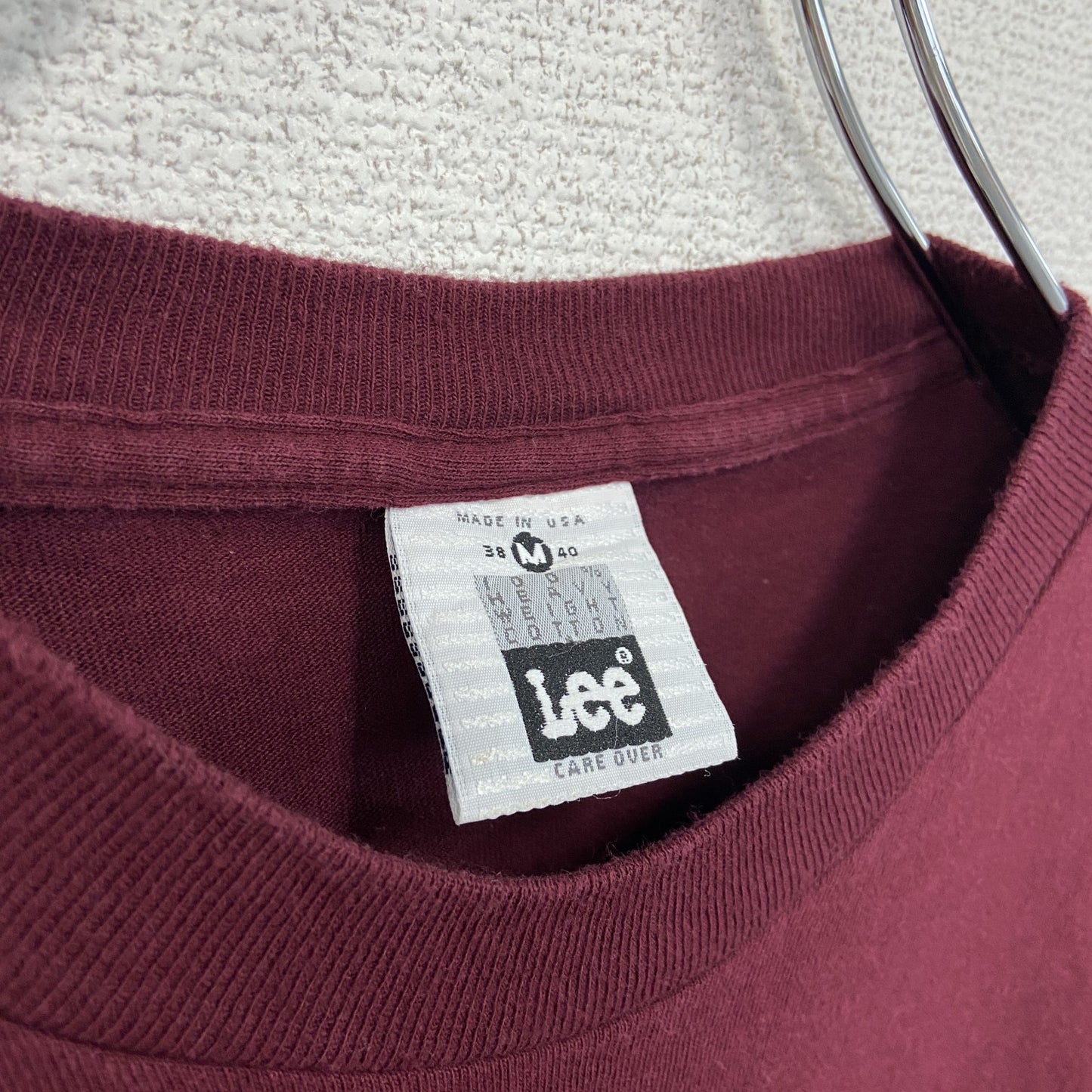 90s Lee リー 半袖プリントTシャツ 刺繍ロゴ クルーネック ヴィンテージ ボルドー Mサイズ