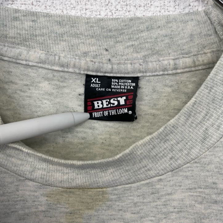 古着 used 90s 半袖プリントTシャツ USA製 野球 シングルステッチ クルーネック 灰色 グレー XLサイズ