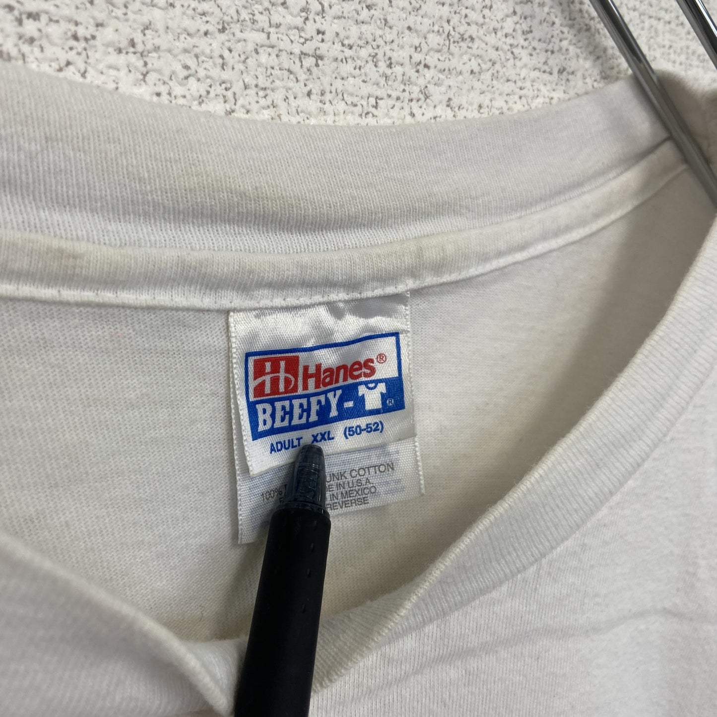 古着 used Hanes ヘインズ 半袖プリントTシャツ 白 シングルステッチ 90s 野球 クルーネック XXLサイズ