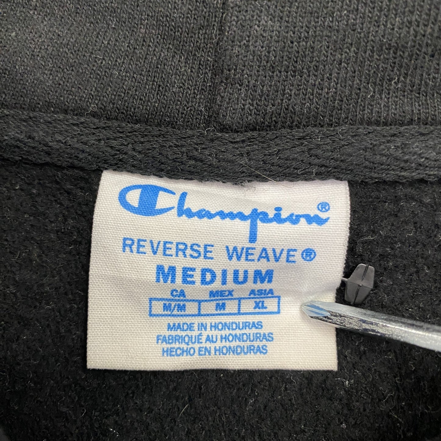 Champion チャンピオン リバースウィーブ スウェットパーカー/フーディー 3連プリント 現行 黒 ブラック Mサイズ