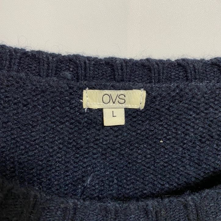 古着 used OVS 長袖デザインニット セーター ノルディック柄 トナカイ レトロ クルーネック 秋冬服 Lサイズ