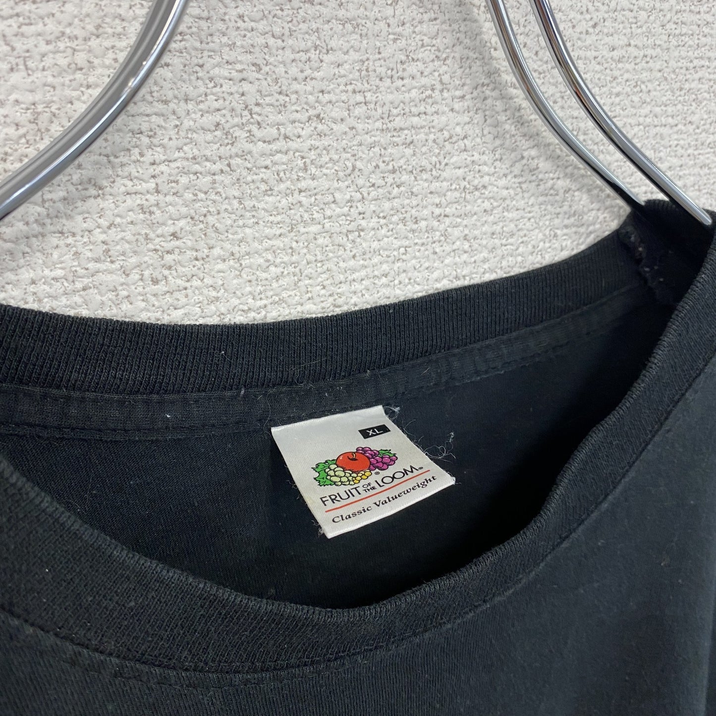 FRUIT OF THE LOOM 半袖バックプリントTシャツ 両面プリント 英字プリント クルーネック 黒 ブラック XLサイズ