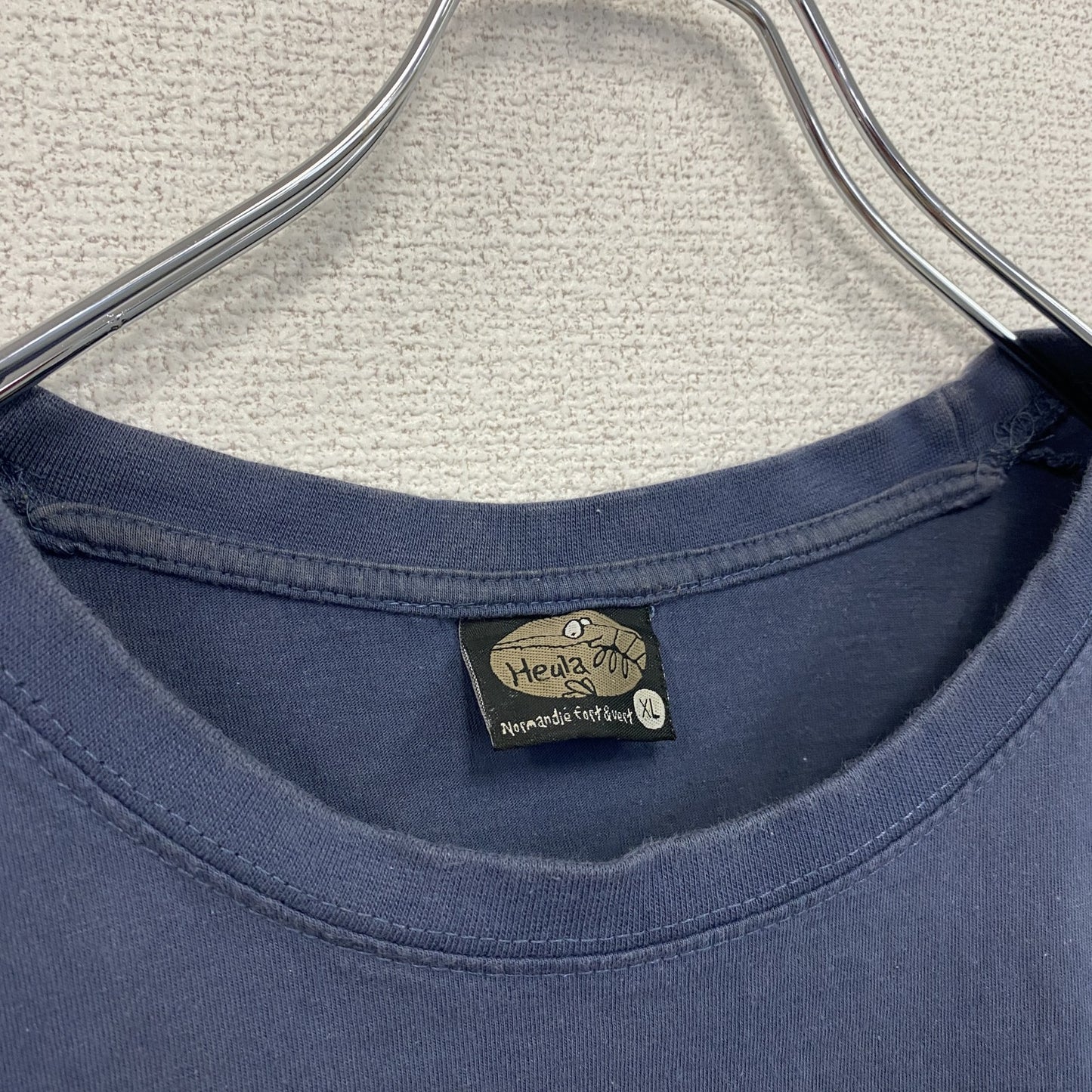 古着 used 半袖プリントTシャツ バイキング 北欧神話 レトロデザイン クルーネック 紺 ネイビー XLサイズ