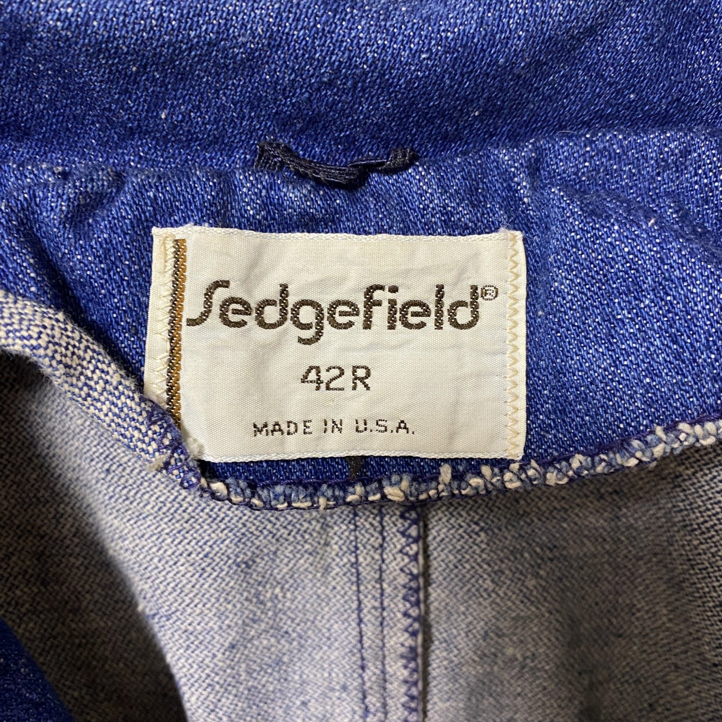 古着 used Sedgefield USA製 長袖デニムテーラードジャケット アウター インディゴブルー 秋冬服 42 Sサイズ
