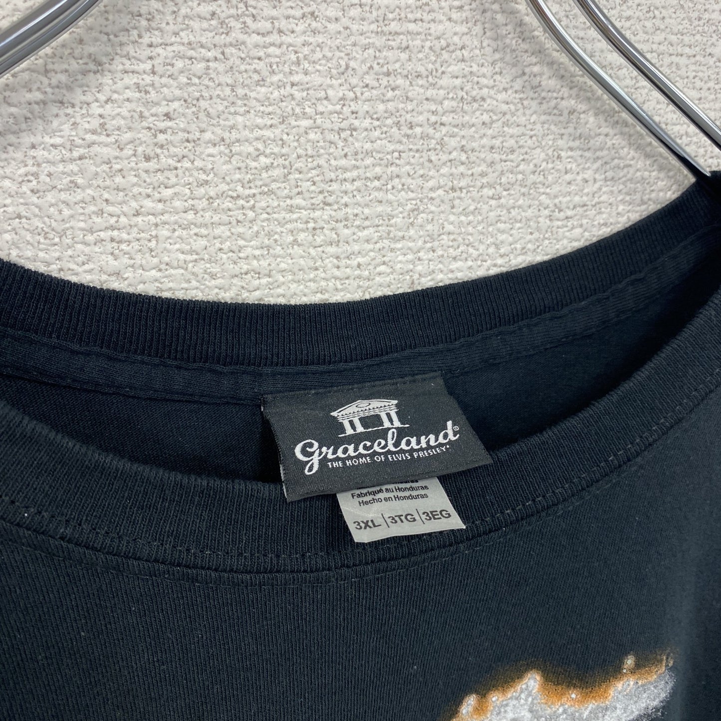 古着 used グレイスランド 半袖ビッグプリントTシャツ Elvis ロック レトロ クルーネック 黒 ブラック XXXLサイズ
