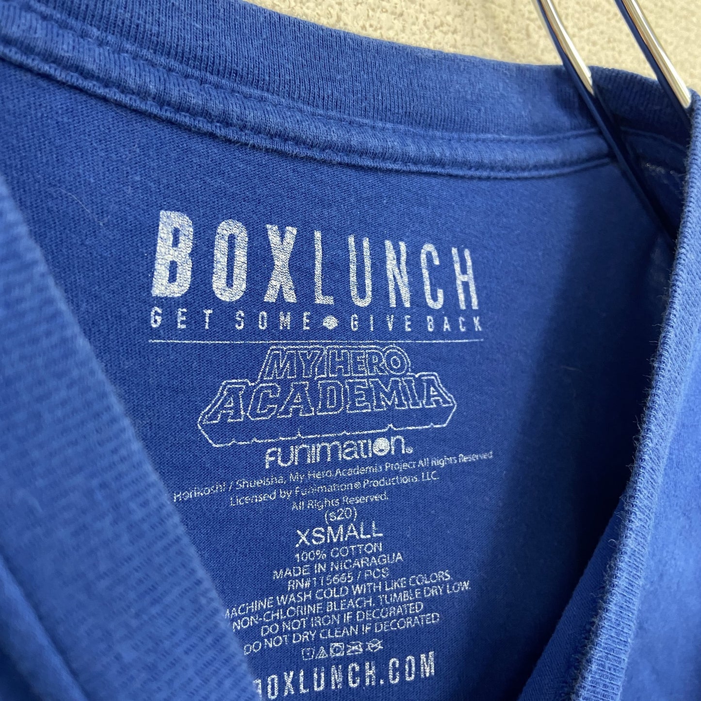 古着 used BOXLUNCH 半袖オリジナルアニメプリントTシャツ 僕のヒーローアカデミア 青 クルーネック XSサイズ