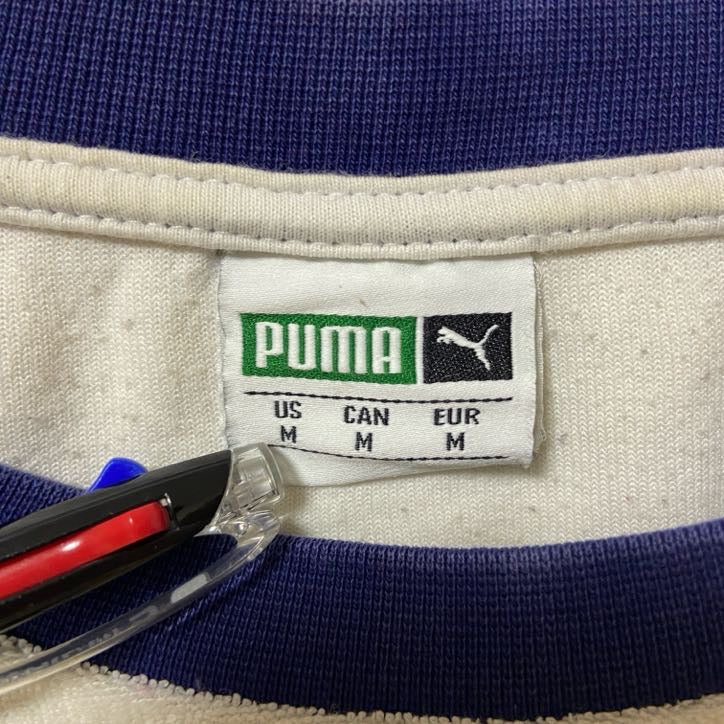 古着 used puma プーマ 長袖デザインスウェット P 白 ホワイト 秋冬服 クルーネック Mサイズ