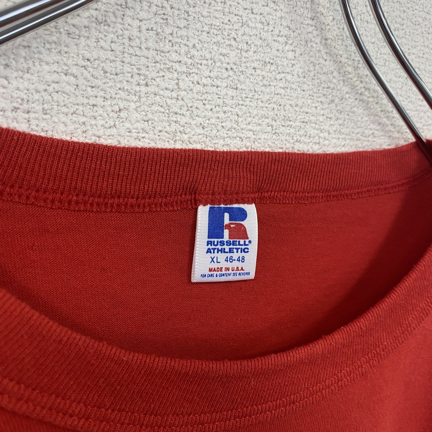 古着 used 90s RUSSELL ラッセル 半袖プリントTシャツ ヴィンテージ シングルステッチ 赤 レトロ XLサイズ