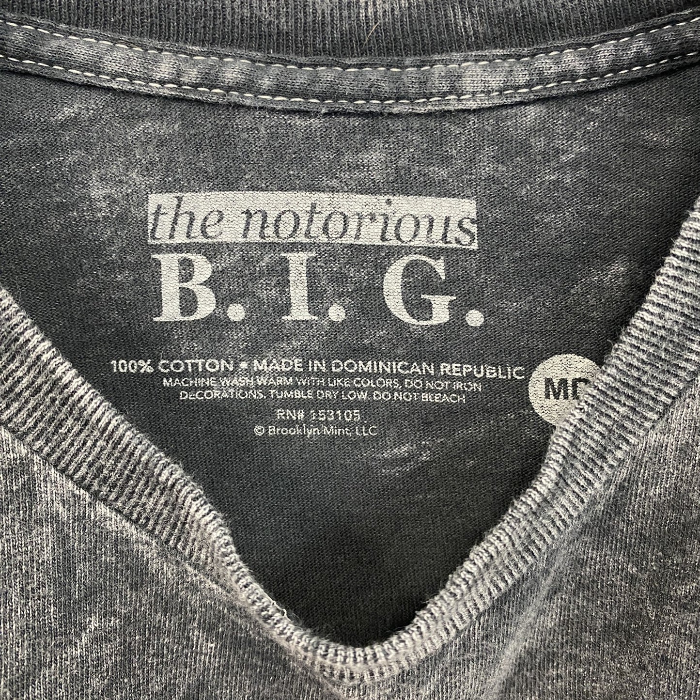 古着 used 半袖プリントTシャツ ノトーリアスB.I.G クルーネック レトロデザイン 灰色 ダークグレー Mサイズ
