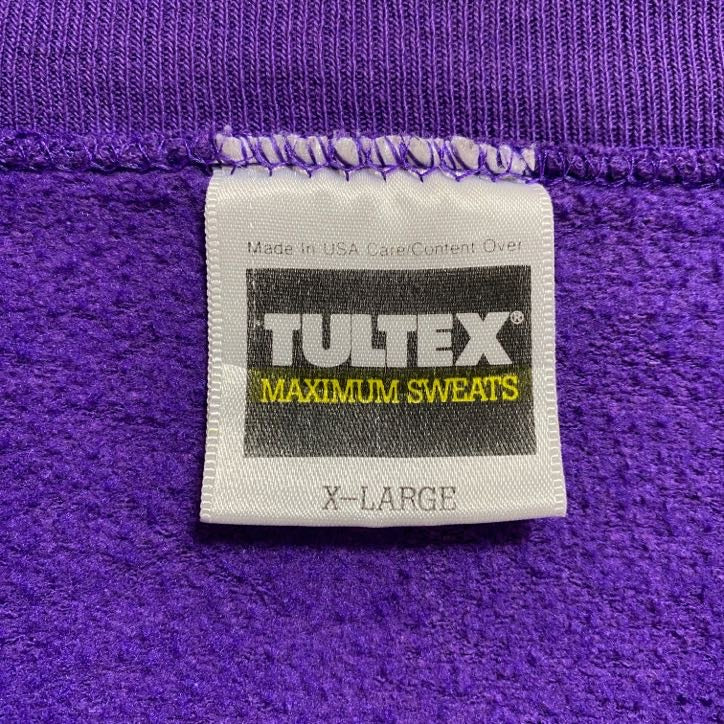 古着 used 90s TULTEX 長袖プリントスウェット トレーナー USA製 紫 パープル ビッグシルエット XLサイズ