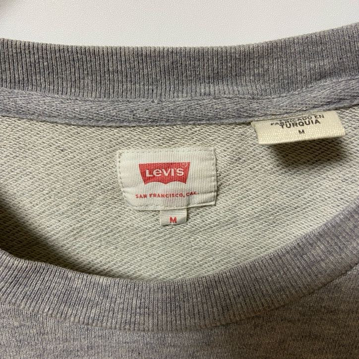 古着 used Levi's リーバイス 長袖ロゴプリントスウェット トレーナー グレー 灰色 クルーネック 秋冬服 Mサイズ