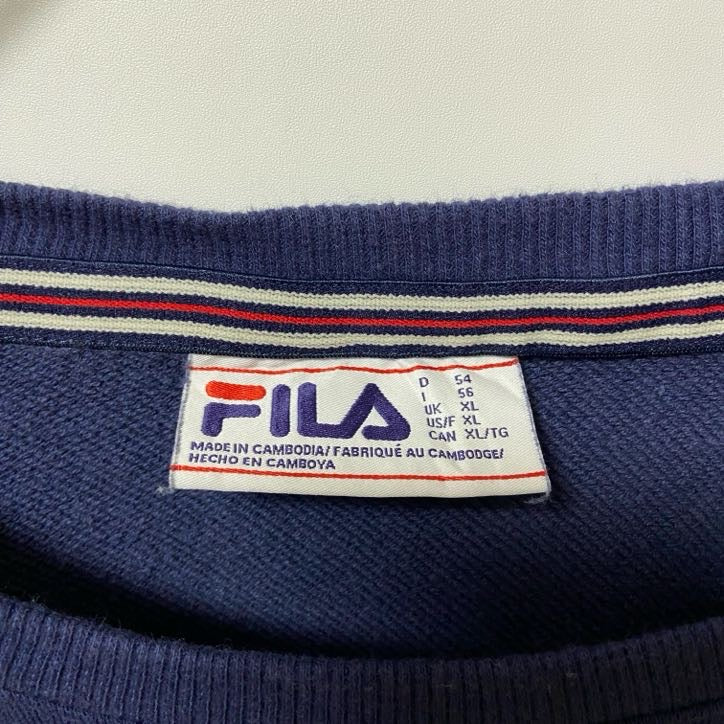 FILA フィラ スウェット/トレーナー 刺繍ロゴ デカロゴ ワンポイント スポーツミックス 紺 ネイビー XLサイズ