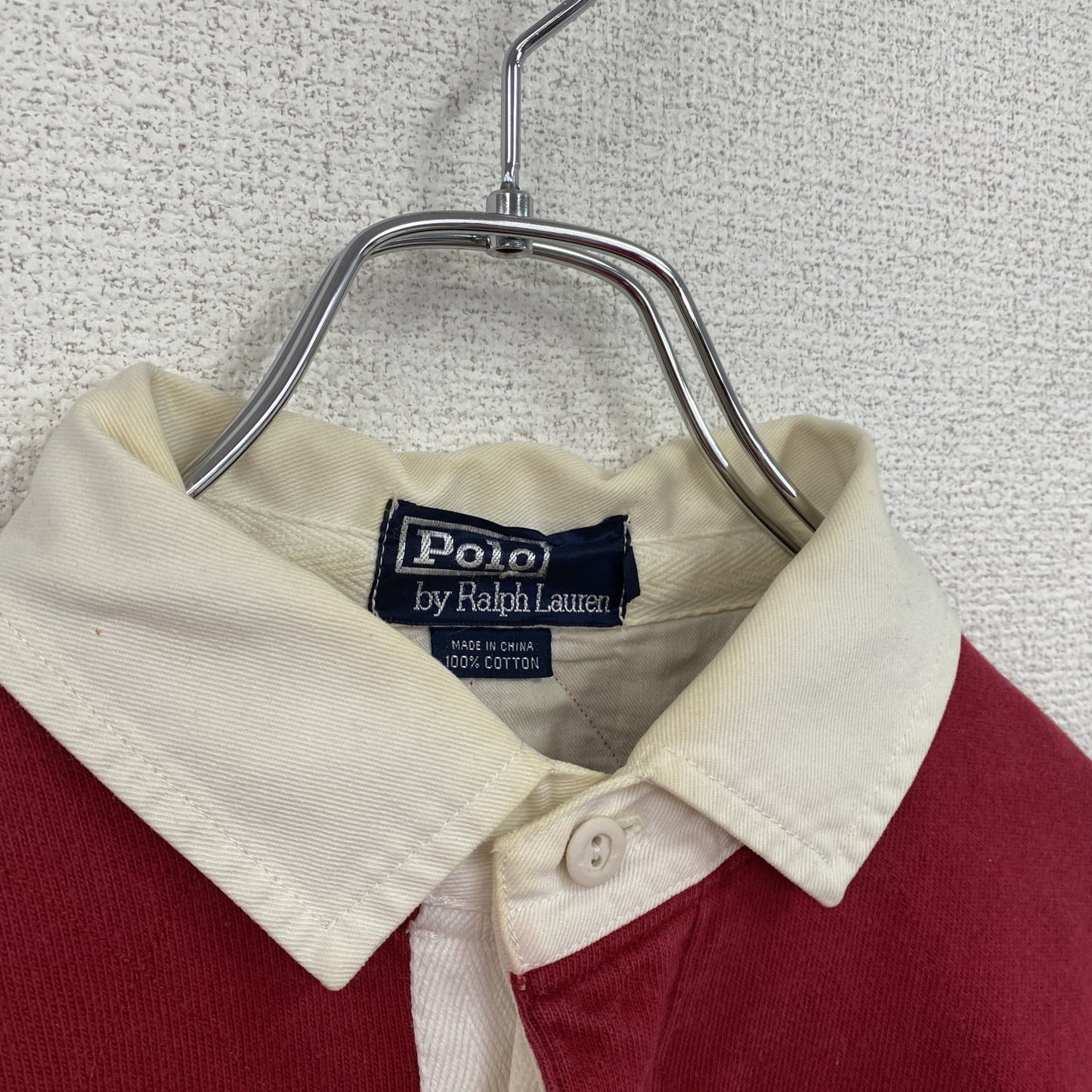 ~00s POLO by RALPH LAUREN ラルフローレン 長袖ポロシャツ 比翼仕立て ヴィンテージ 赤 レッド