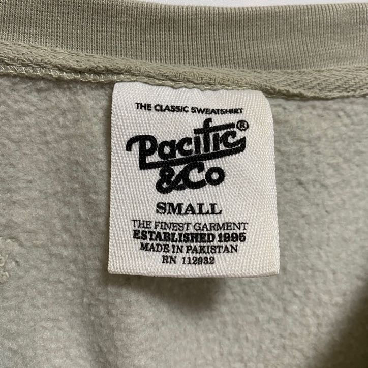 古着 used Pacific&Co 長袖ロゴプリントスウェット トレーナー クルーネック ニュースムーナビーチ グレー Sサイズ