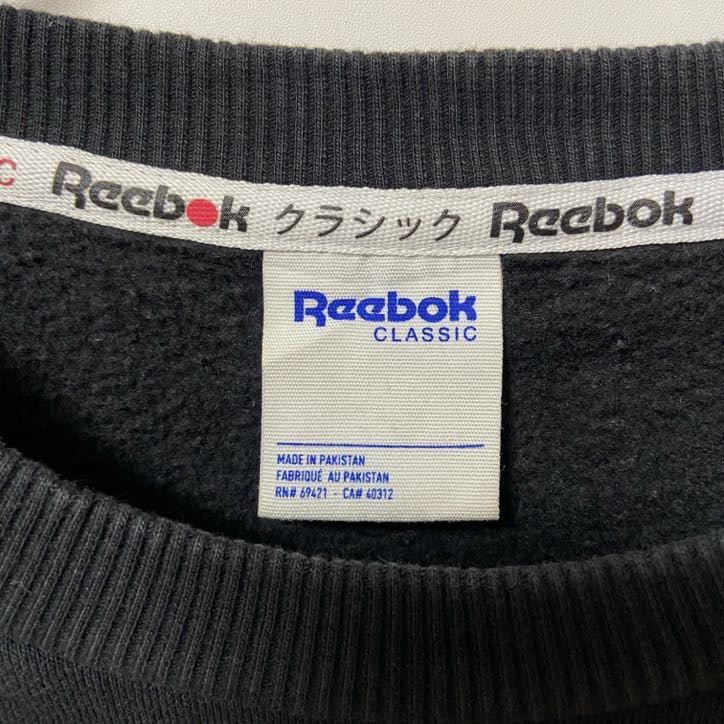 古着 used Reebok リーボック クラシック 長袖ロゴプリントスウェット トレーナー 黒 ブラック Lサイズ