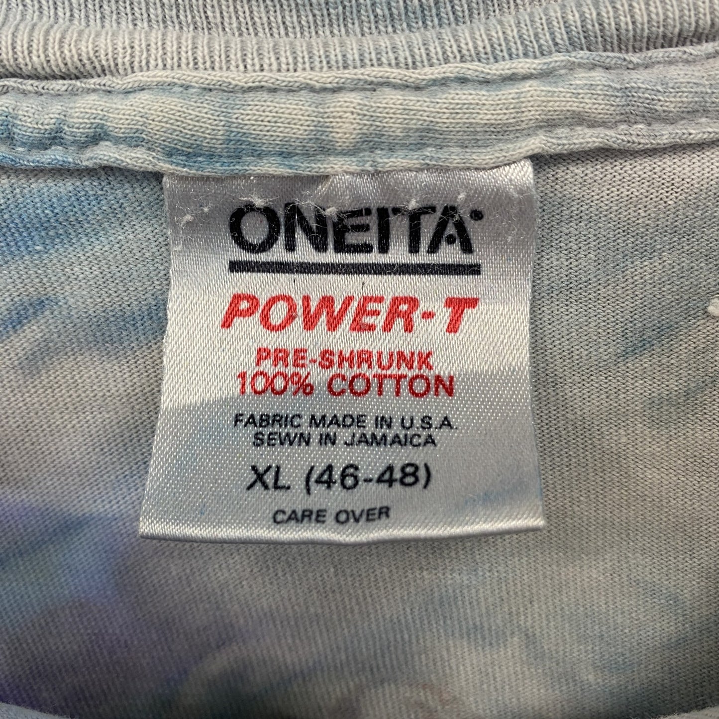 古着 used ONEITA 半袖プリントTシャツ 90s シングルステッチ カジュアルデザイン グレー クルーネック XLサイズ