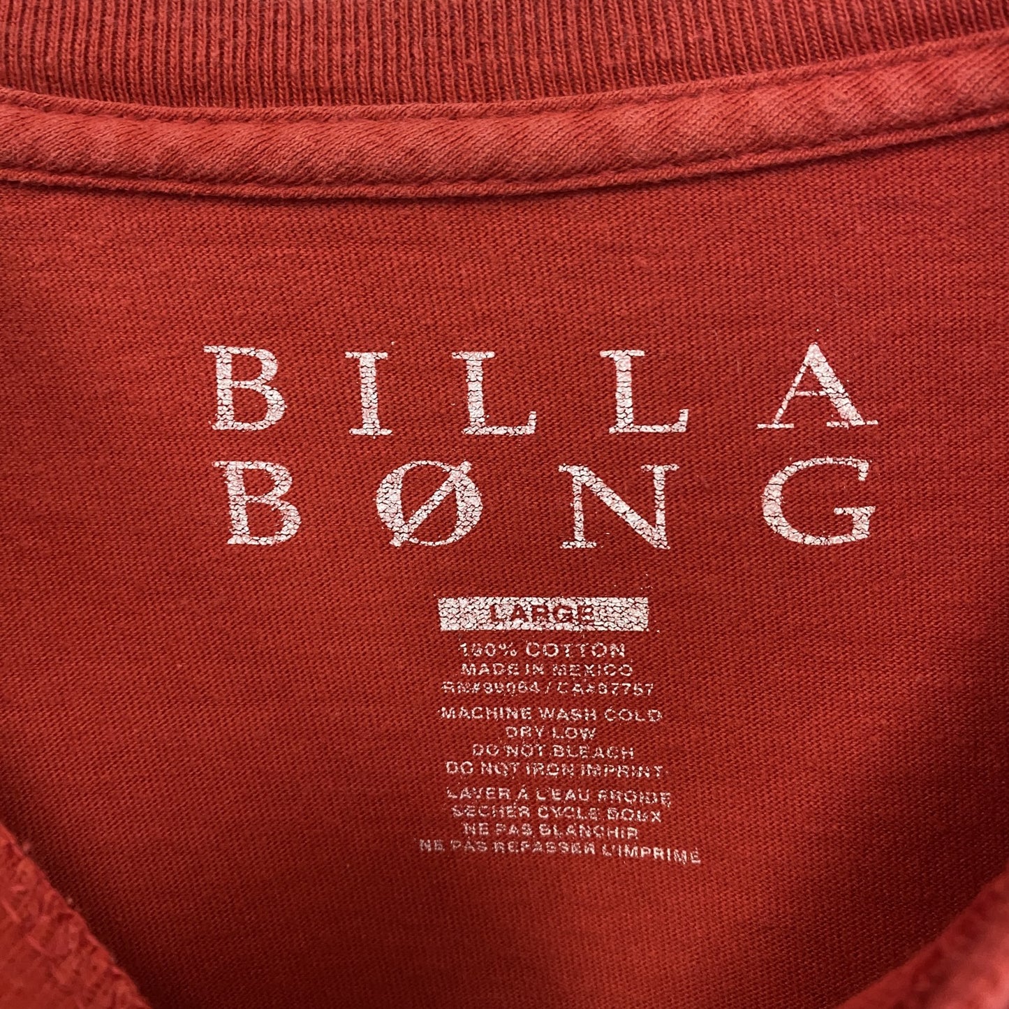 古着 used BILLA BONG 半袖プリントTシャツ マスク プロレス カジュアル 赤 レッド クルーネック Lサイズ