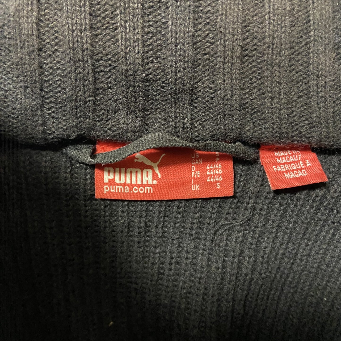 puma プーマ フルジップニットセーター 異素材切り替え ワンポイント 刺繍ロゴ Sサイズ