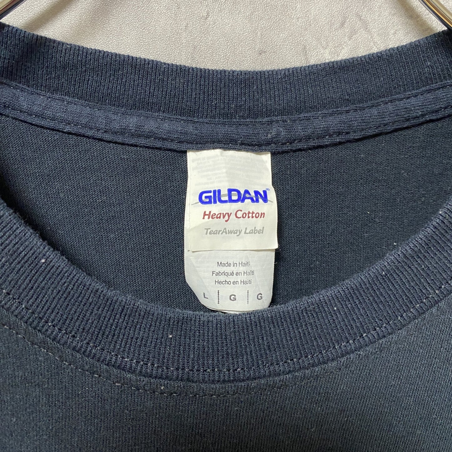 古着 used GILDAN ギルダン 半袖クルーネックTシャツ バックプリント ロブスターボート 黒 ブラック Lサイズ