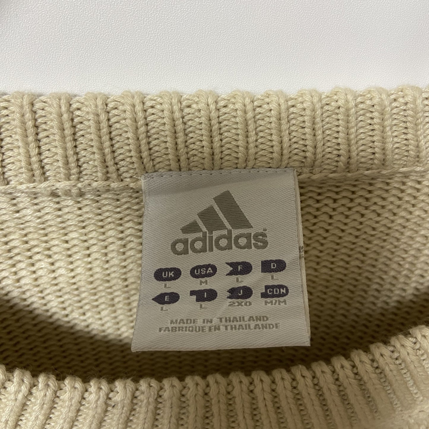古着 used adidas アディダス 長袖ワンポイントロゴ刺繍ニット セーター 厚手 ビックシルエット XLサイズ