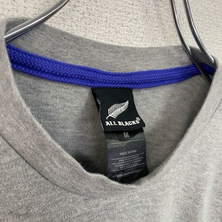 古着 used Adidas アディダス 半袖プリントTシャツ オールブラックス ラグビー ニュージーランド グレー Mサイズ