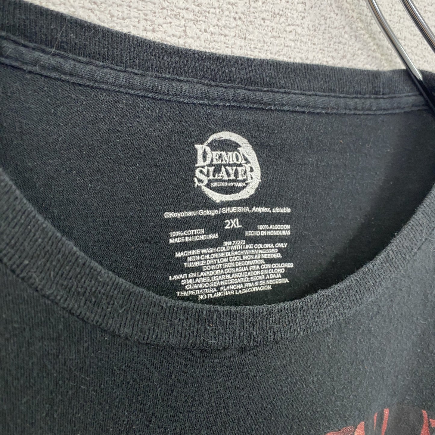 古着 used 鬼滅の刃 半袖アニメプリントTシャツ レトロ クルーネック Demon Slayer 黒 ブラック 2XLサイズ