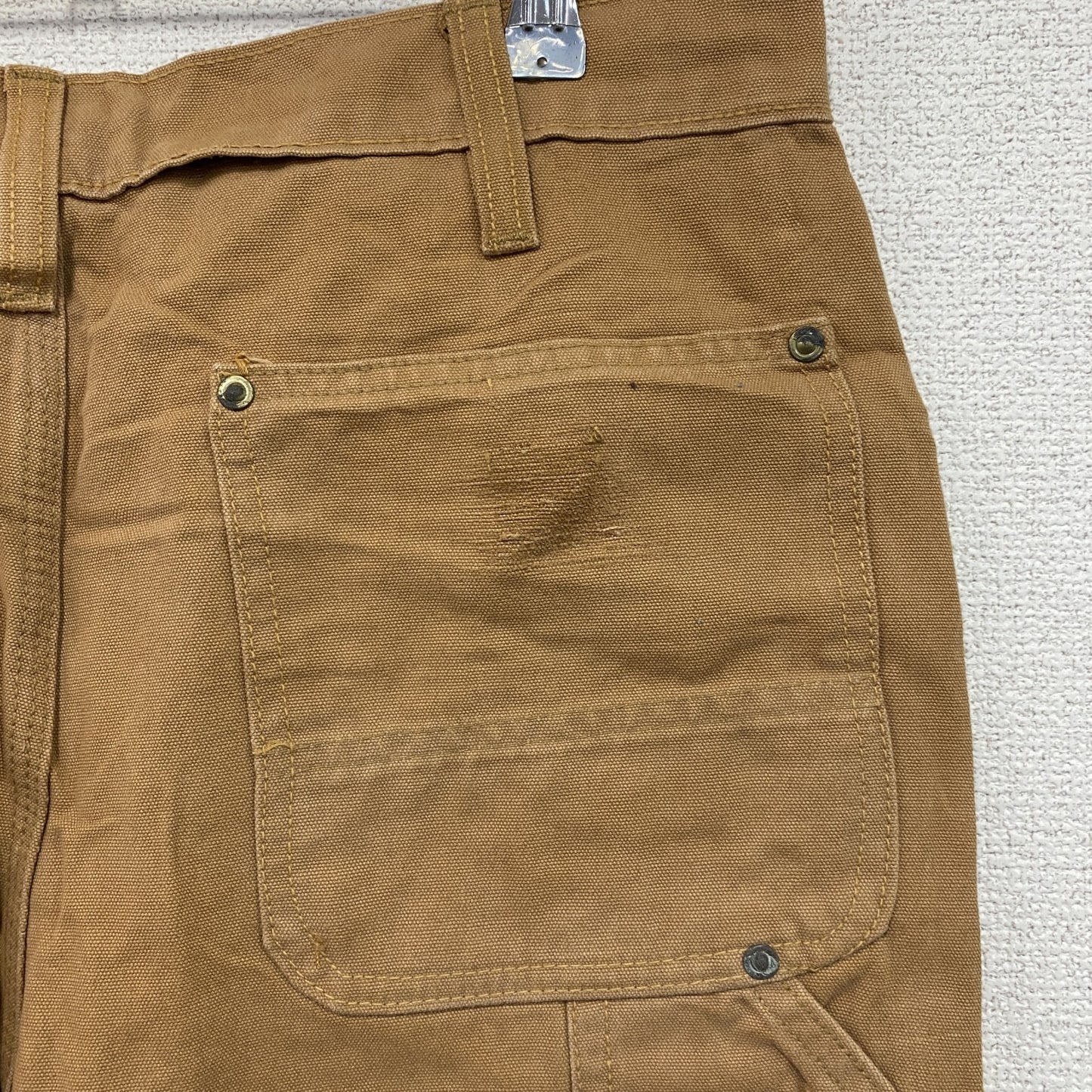 ノーブランド ダブルニーペインターパンツ ダックパンツ ジップフライ キャメル