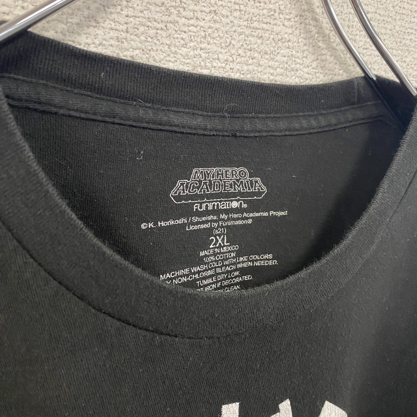古着 used 僕のヒーローアカデミア 半袖アニメプリントTシャツ ヒロアカ 黒 ブラック クルーネック トガヒミコ 2XLサイズ