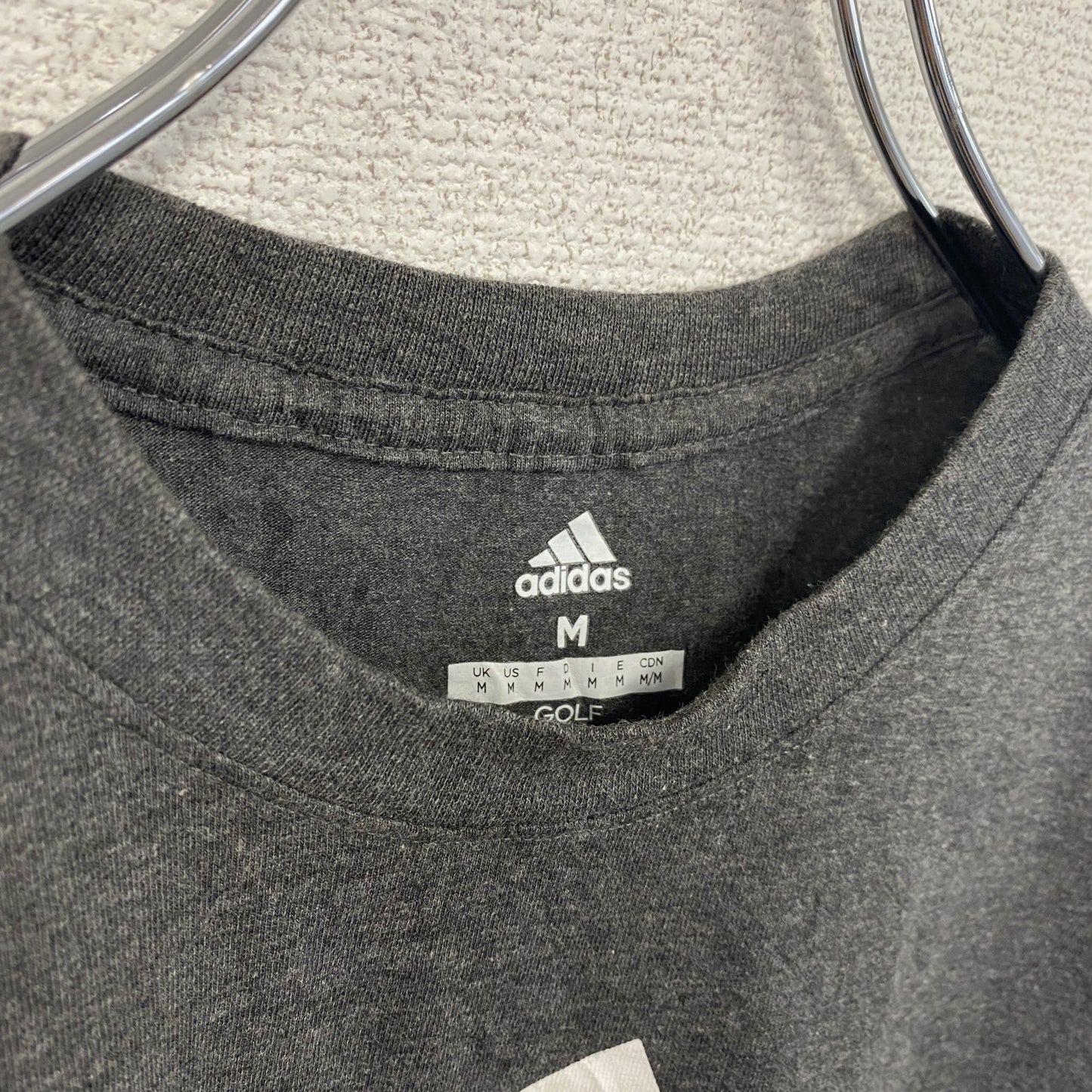 古着 used Adidas アディダス 半袖ロゴプリントTシャツ グレー クルーネック レトロデザイン Mサイズ