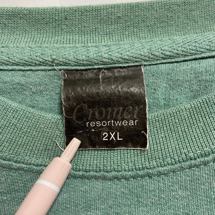 古着 used Cromer 長袖ロゴプリントスウェット トレーナー マートルビーチ 緑 グリーン ビッグシルエット 2XLサイズ
