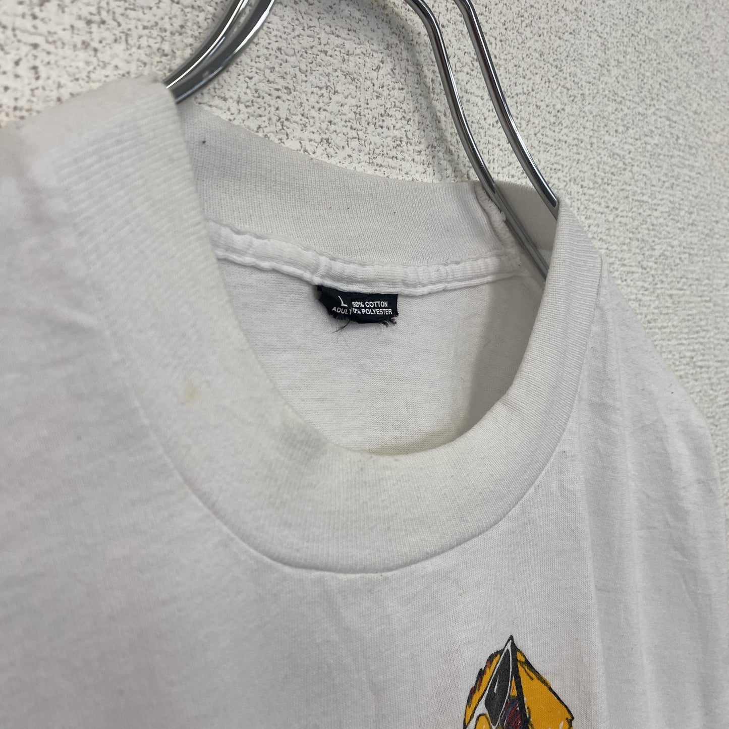 古着 used 半袖プリントTシャツ 鳥 インコ カジュアルデザイン シングルステッチ 90s クルーネック 白 Lサイズ
