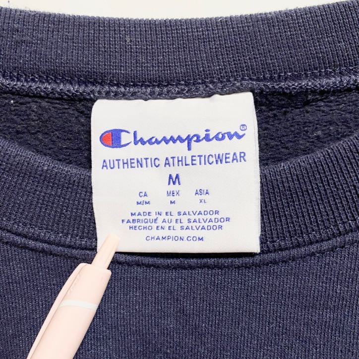 古着 used Champion 長袖カレッジロゴプリントスウェット トレーナー セントメアリーズ大学 ネイビー Mサイズ