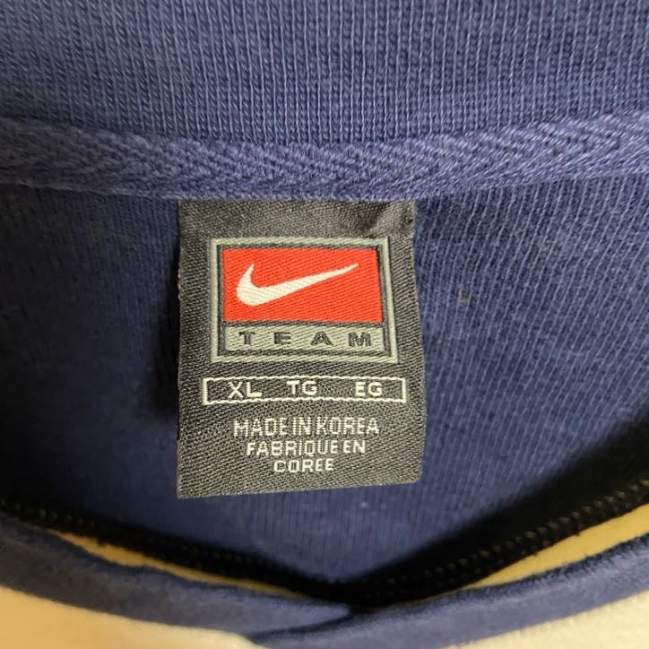 90s NIKE ナイキ NFL Vネックスウェット/トレーナー ヴィンテージ ワンポイントロゴ刺繍 ネイビー XLサイズ