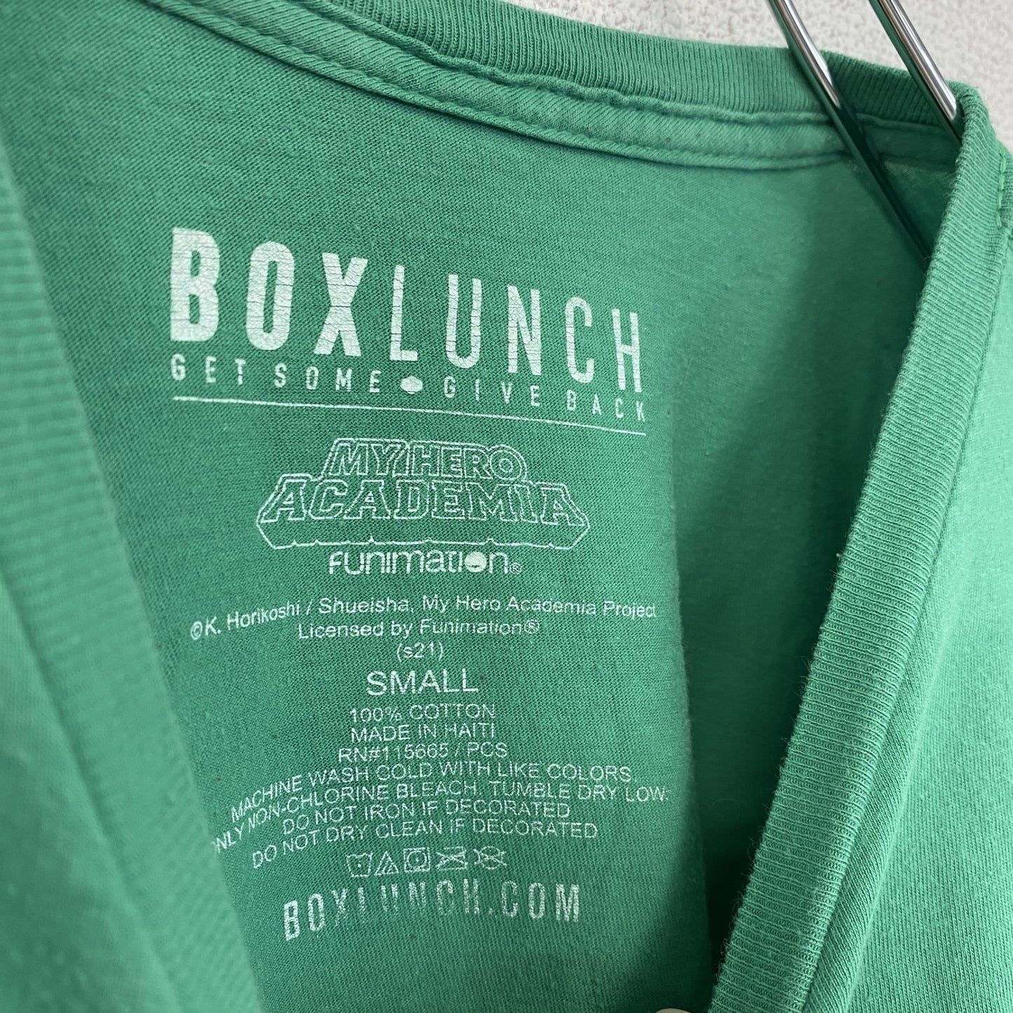 古着 used ボックスランチ 半袖アニメプリントTシャツ 緑谷出久 クルーネック 緑 カジュアルデザイン Sサイズ
