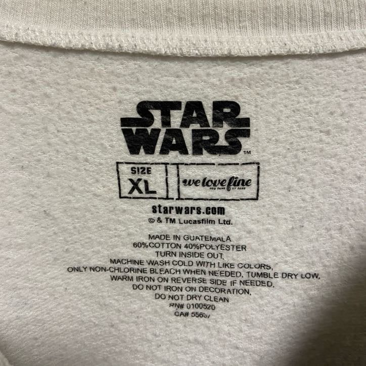 古着 used STAR WARS スターウォーズ 長袖プリントスウェット トレーナー 白 ビックシルエット XLサイズ