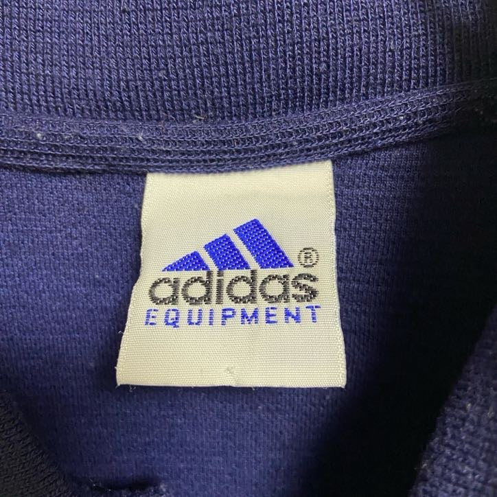 古着 used adidas アディダス 半袖ポロシャツ カットソー 3ライン ワンポイントロゴワッペン ネイビー 紺 Mサイズ