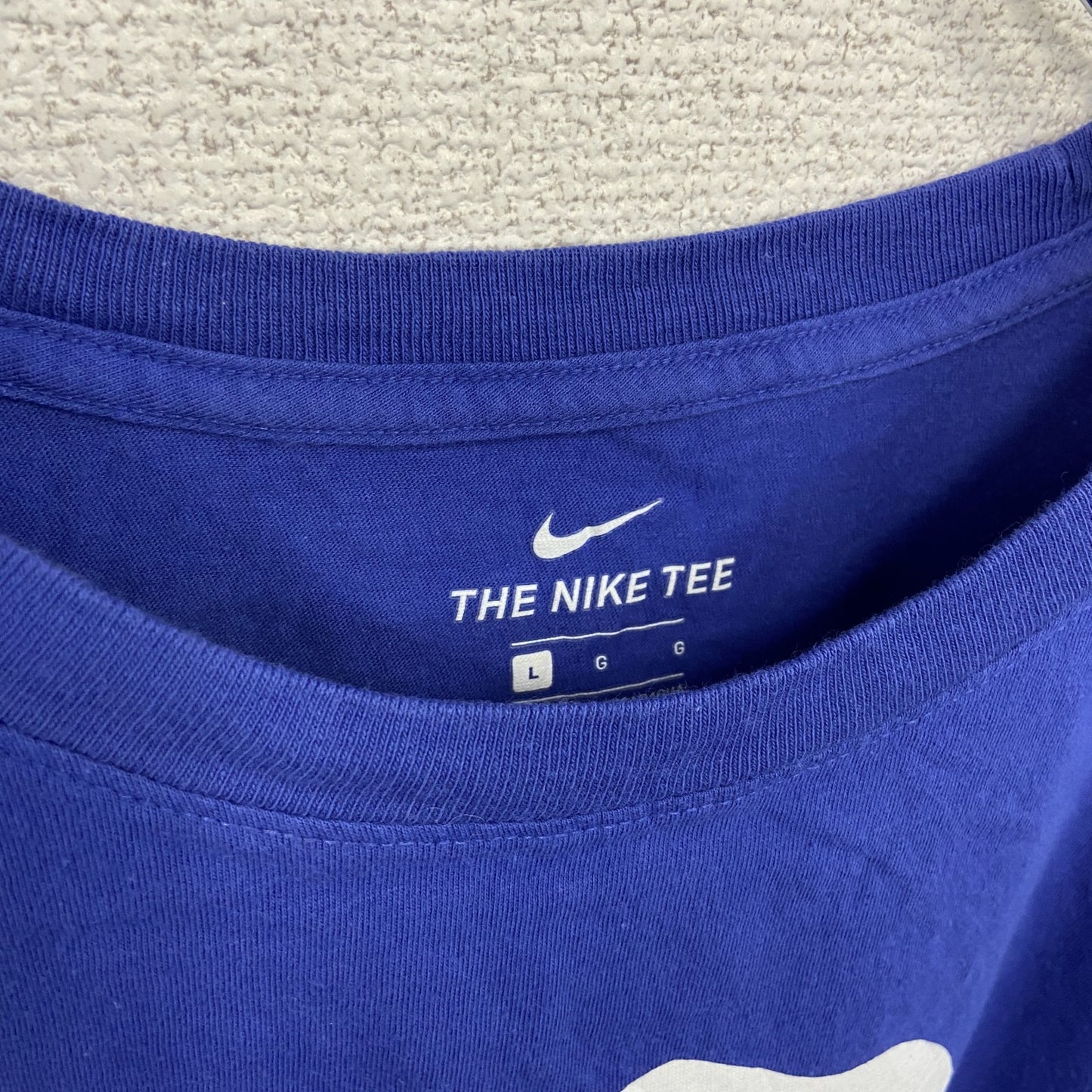 古着 used NIKE ナイキ 半袖プリントTシャツ ビーバートン オレゴン 青 ブルー クルーネック レトロデザイン Lサイズ