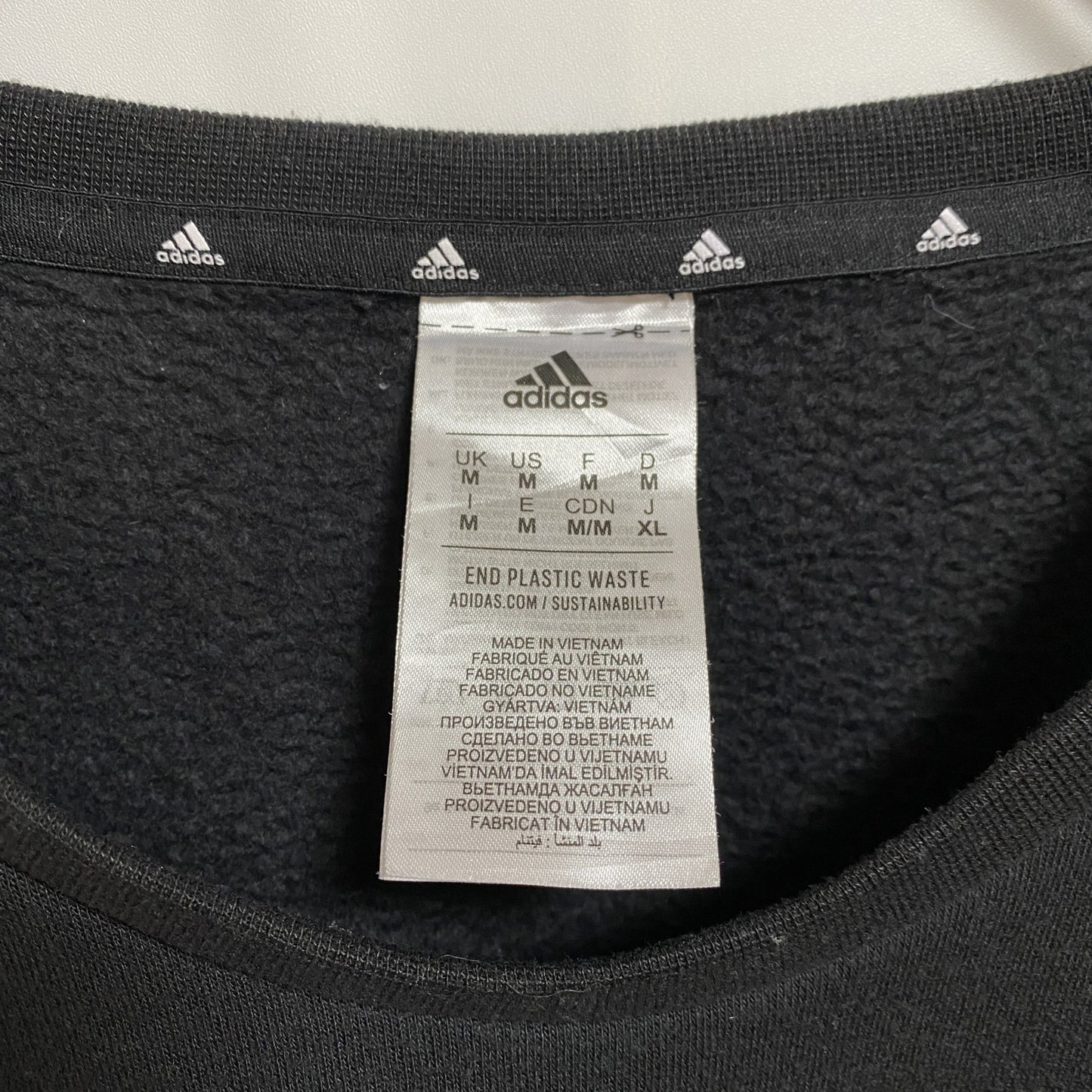 古着 used adidas アディダス 長袖ワンポイントロゴスウェット トレーナー スリーストライプ 黒 Mサイズ