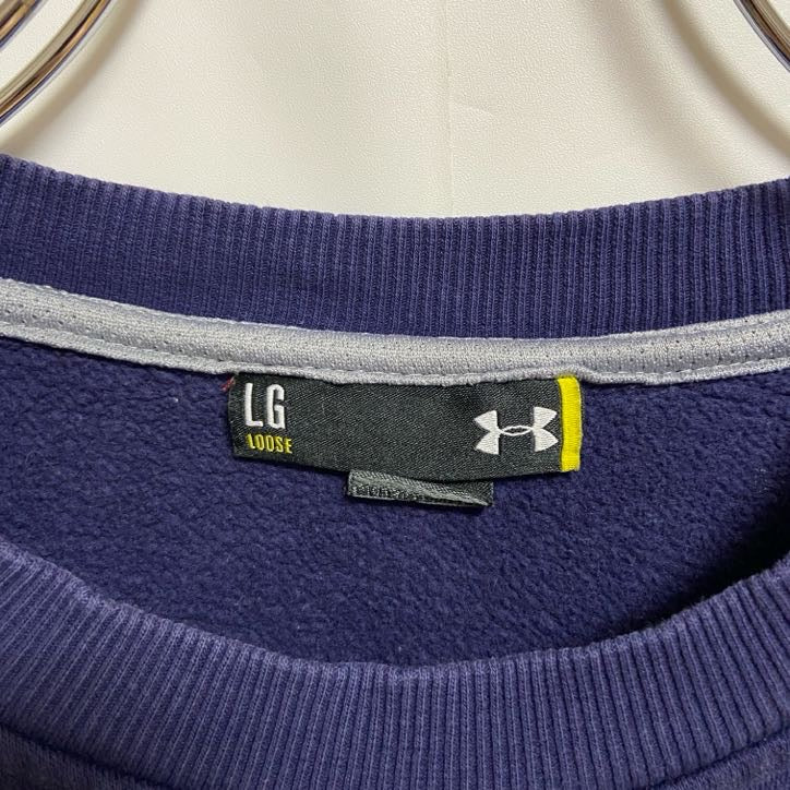 古着 used UNDER ARMOUR アンダーアーマー AKRON 長袖プリントスウェット トレーナー ネイビー Lサイズ