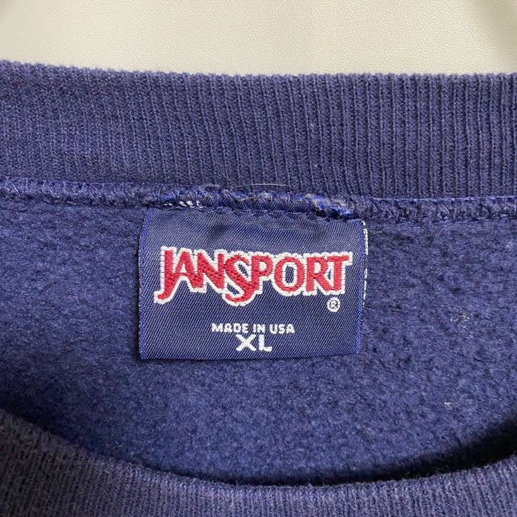 90s JANSPORT プリントスウェット/トレーナー ヴィンテージ 星条旗 ネイビー XLサイズ