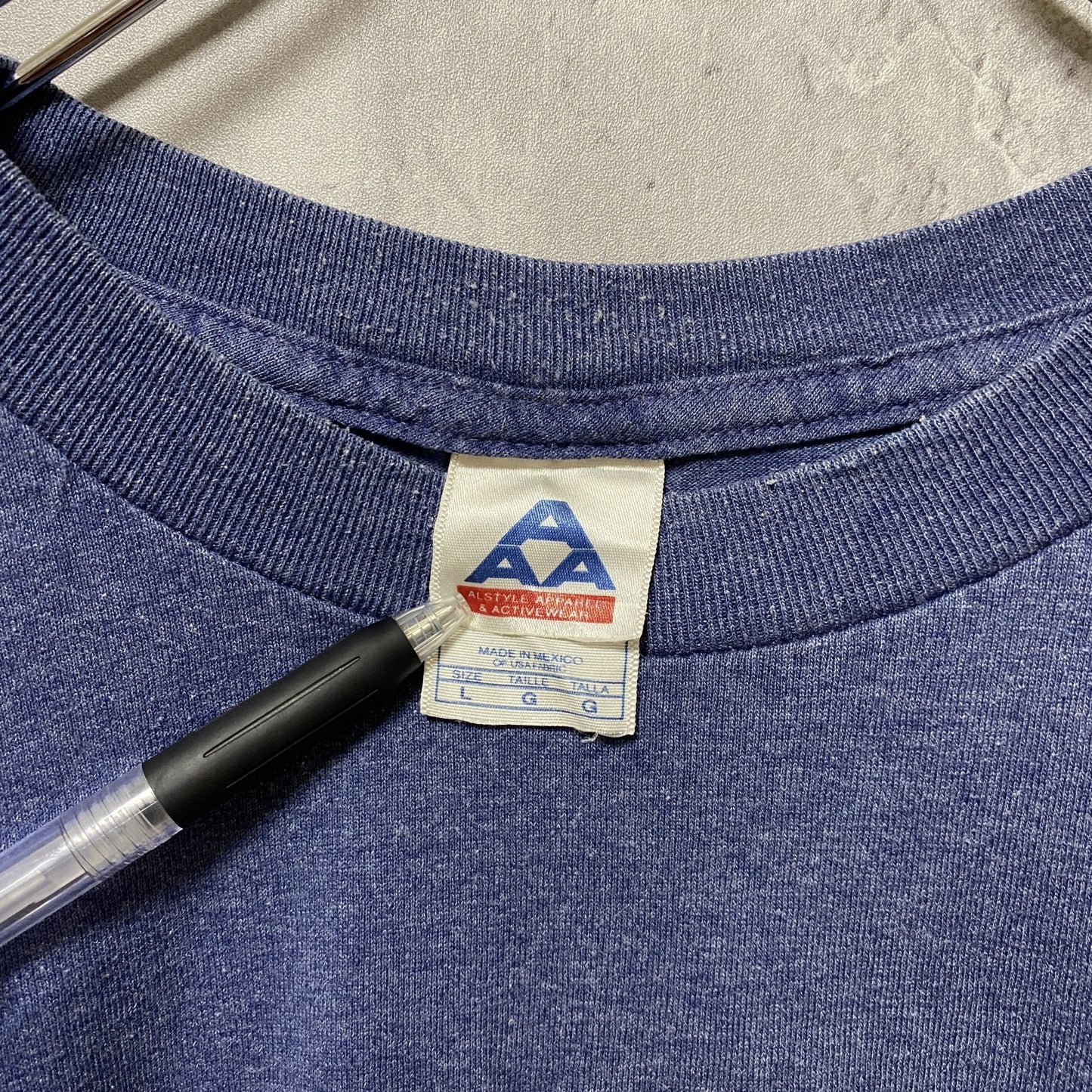 古着 used ALSTYLE APPAREL 半袖刺繍Tシャツ コロラド州 動物 アニマル 鹿 メキシコ製 水色 Lサイズ