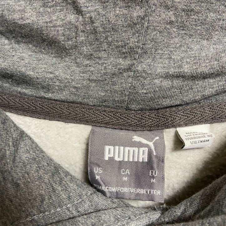古着 used puma プーマ 長袖パーカー フード付きトレーナー ワンポイントロゴ グレー 無地 Mサイズ