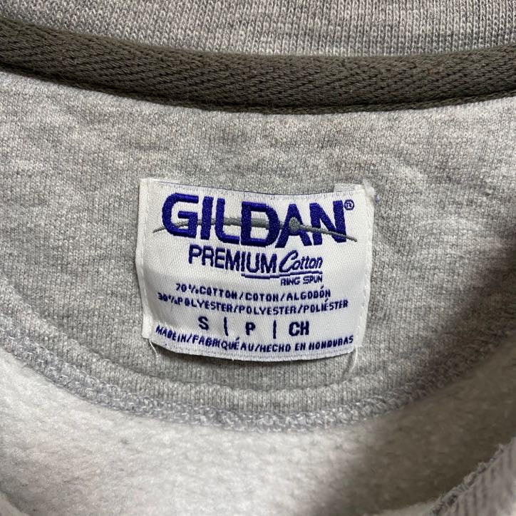 古着 used GILDAN ギルダン 長袖プリントスウェット トレーナー ワンポイント プレミアムコットン グレー Sサイズ