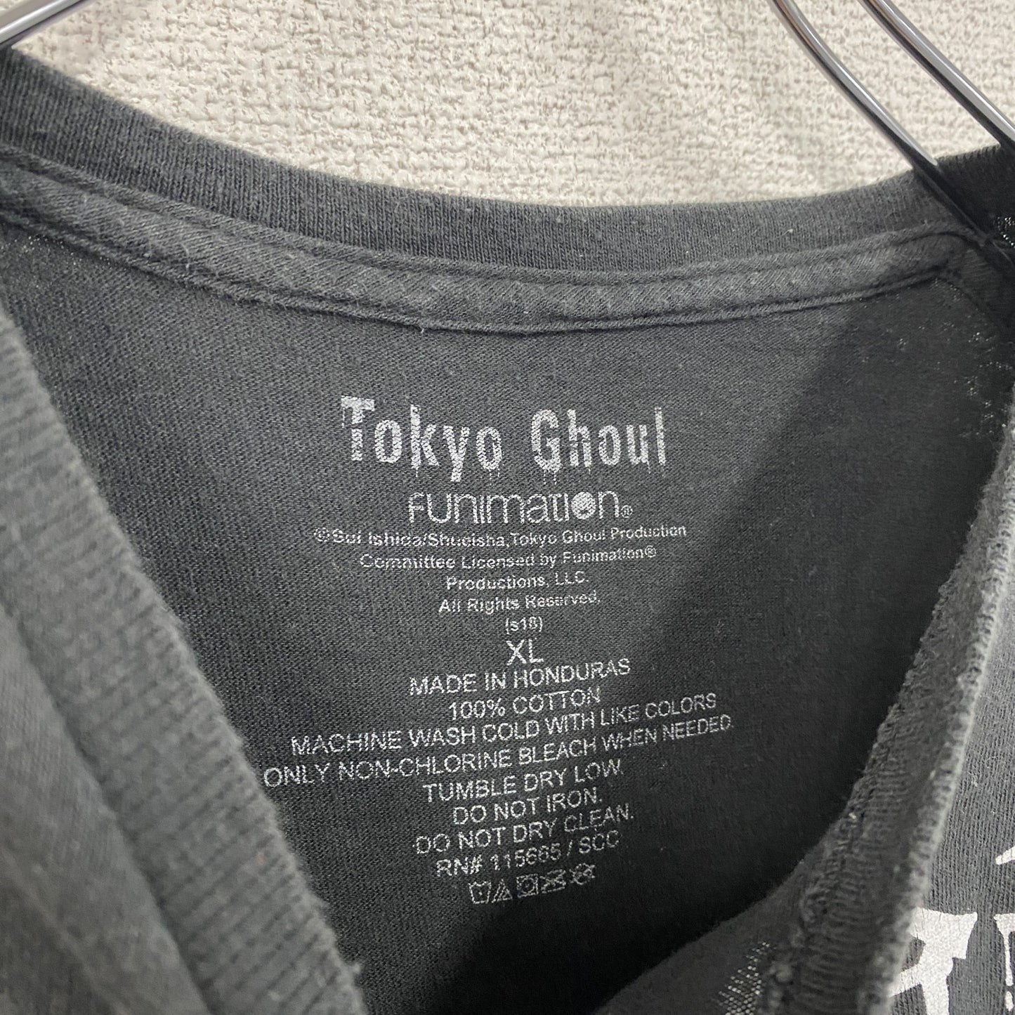 古着 used 東京喰種 トーキョーグール 半袖アニメプリントTシャツ レトロデザイン クルーネック 黒 ブラック XLサイズ